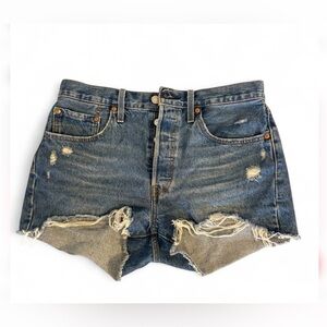 Levi's Blue Distressed‎ High Rise 501 Jean Shorts